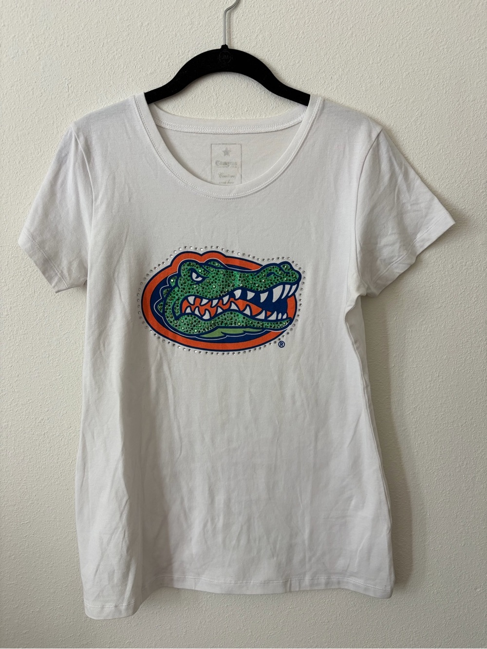 Florida Gators Rhinestone Sequin Graphic Tee Campus Couture White Women’s L UF